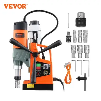 VEVOR Perceuse Magnétique, Perceuse à Colonne Portable 1450 W, 12800 N, 800 tr/min, Max. Diamètre d'Alésage (Foret de Carottage) 50 mm, Max. Profondeur de Carottage 50 mm, pour Construction