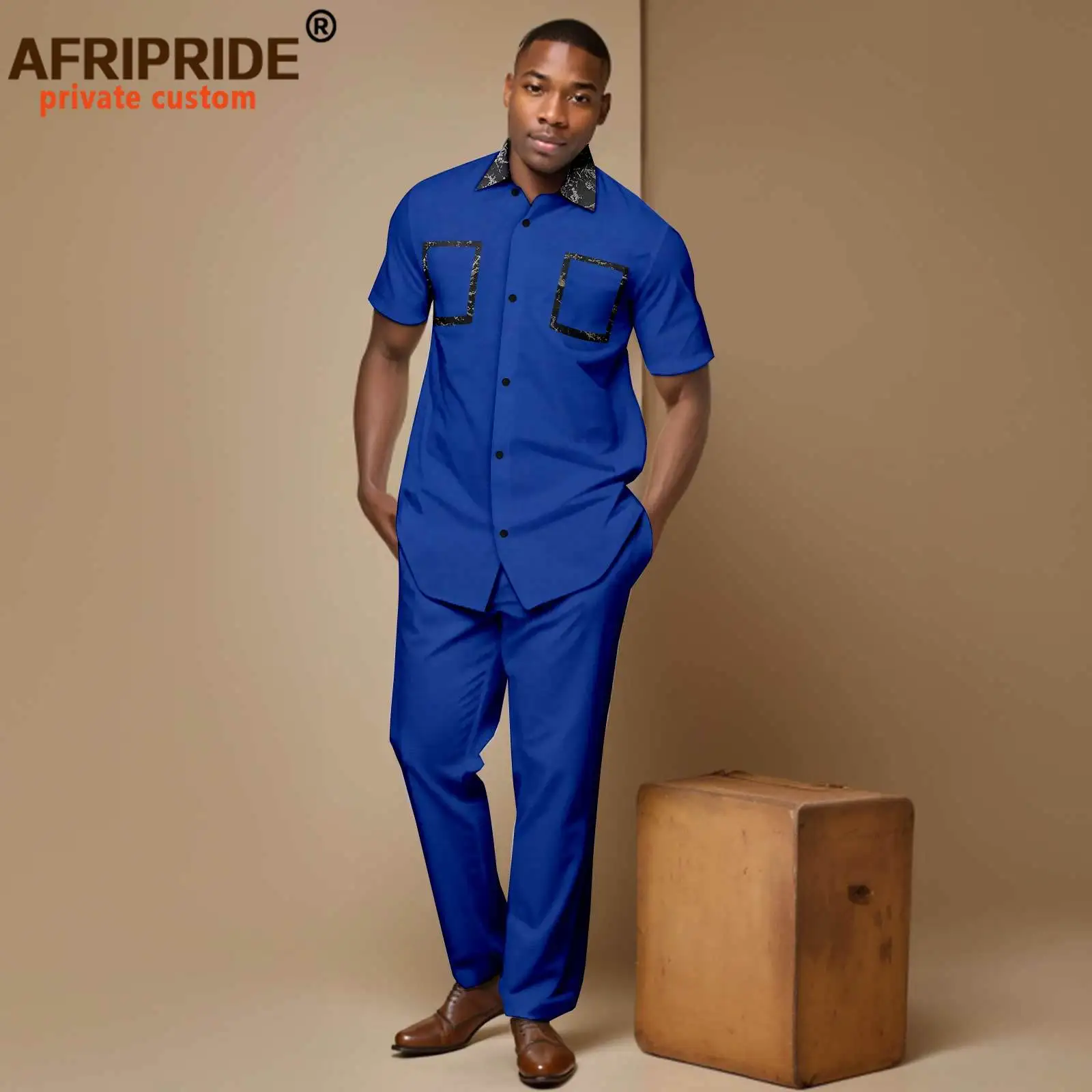 African Suits for Men Short Sleeve Shirts and Pants Set Tracksuit Plus Size Formal Wear Dashiki Outfits Ankara Attire A2316101