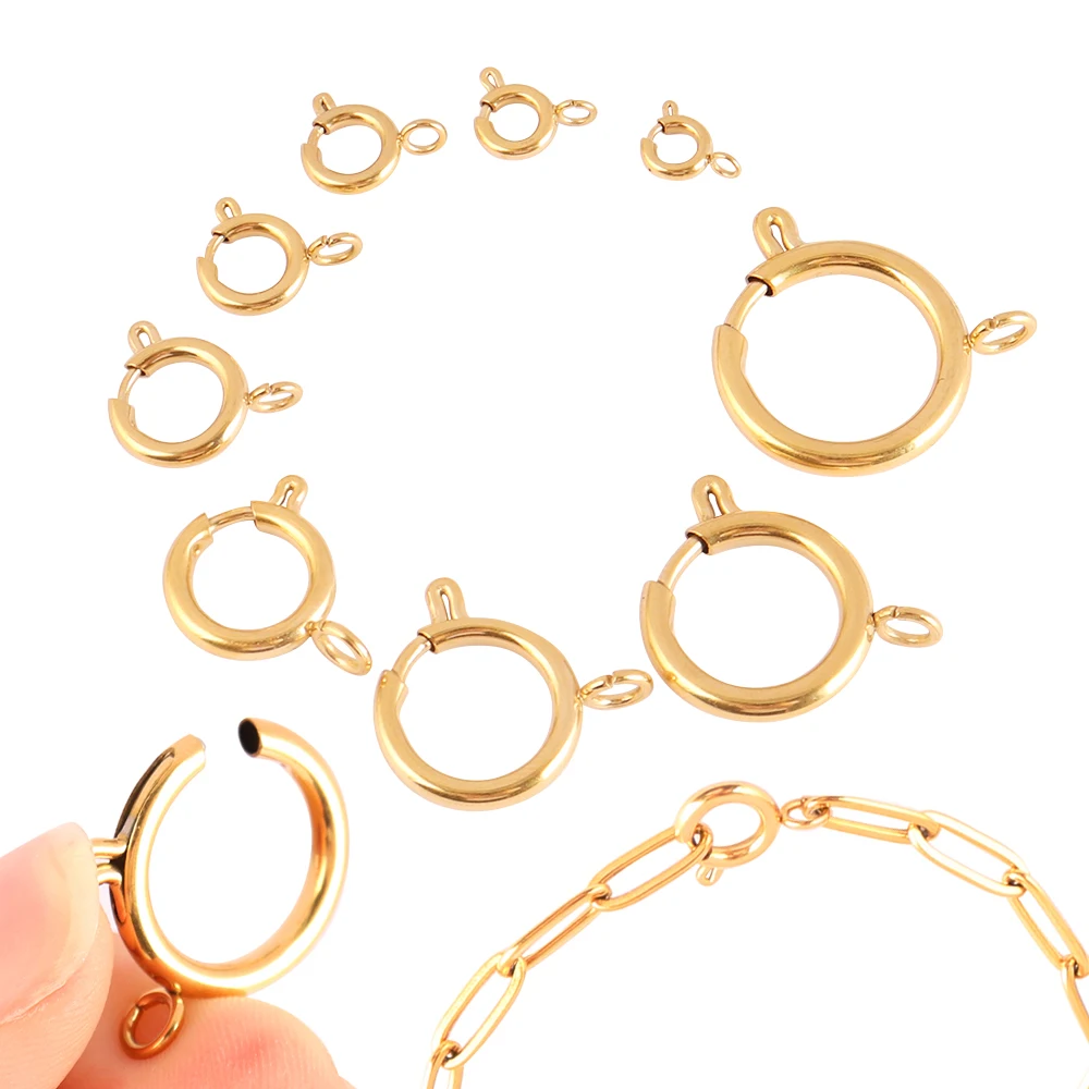 

10pcs/lot Stainless Steel Round Claw Spring Clasps Hooks for Bracelet Necklace Connectors DIY Jewelry Making Supplies Findings