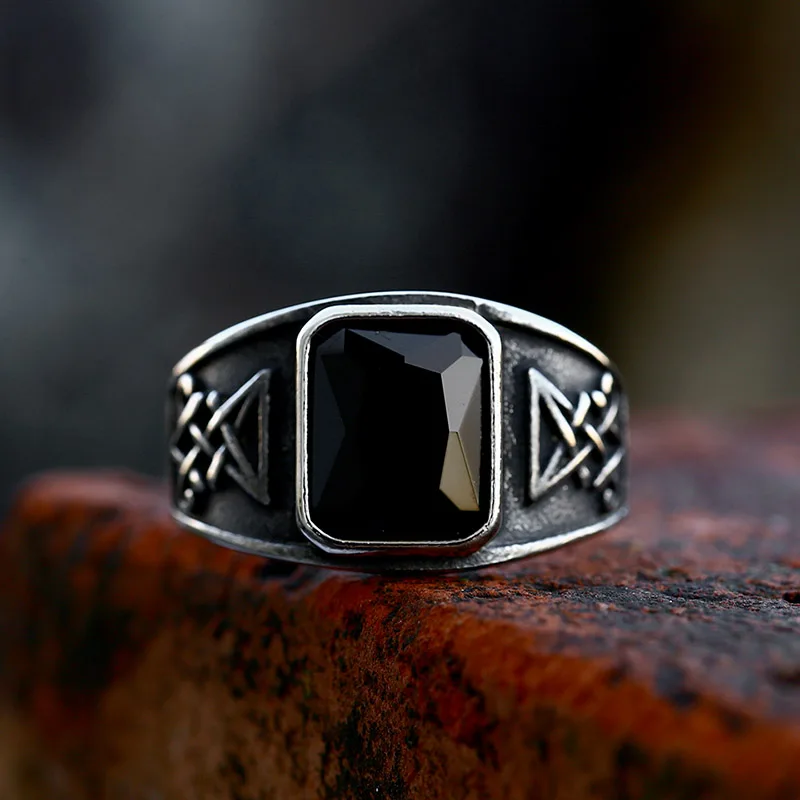 BEIER 2023 New Updated Design Lucifer Satan Signet  Ring For Men With Black Stone Stainless Steel Vintage Jewelry Gift Wholesale