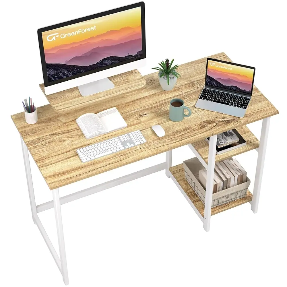 

Computer Desk With Monitor Stand,39 H Small Desk With Reversible Storage Shelve,Home Office Work Desk For Small Spaces,Easy