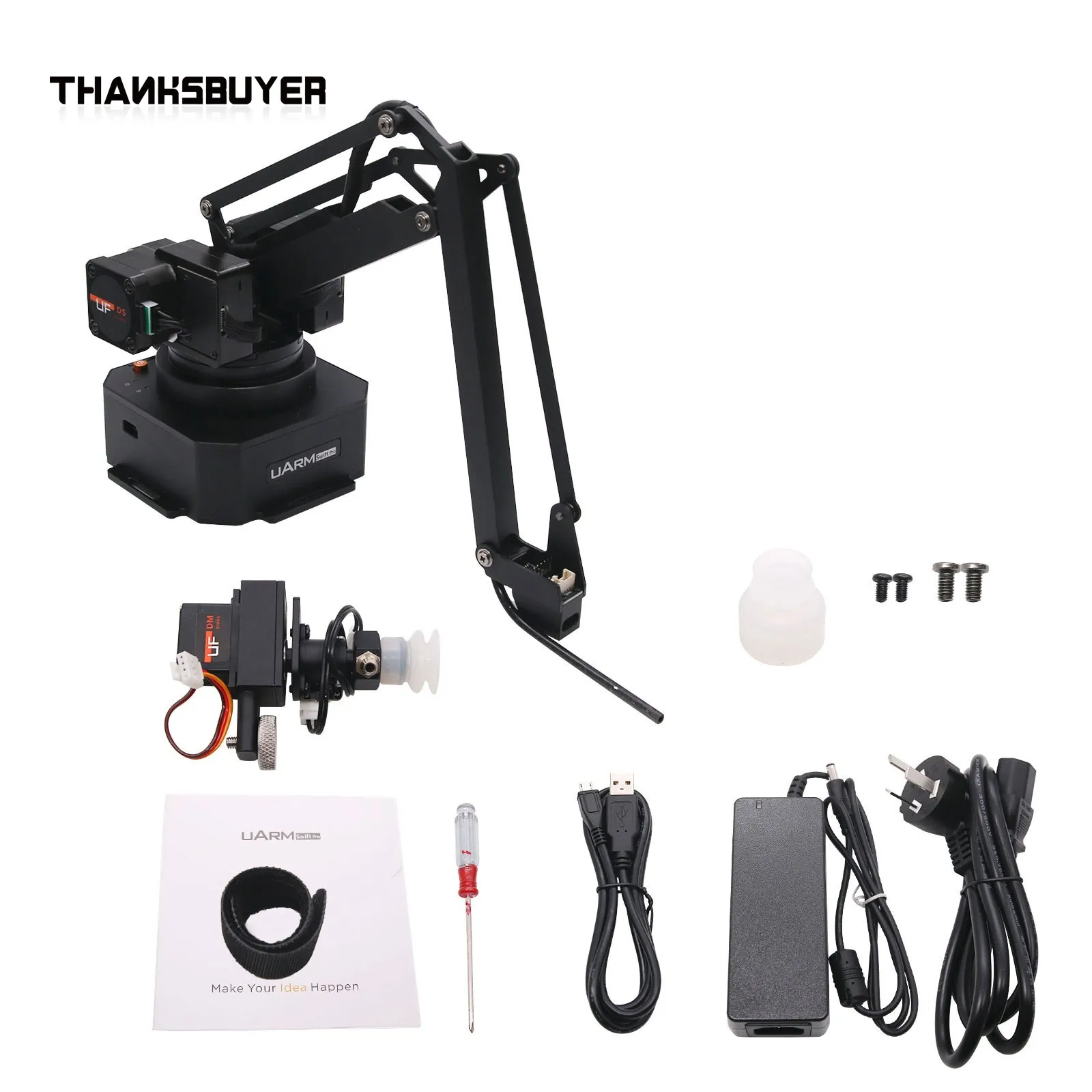 Braço robótico de código aberto Thanksbuyer uArm Swift Pro acabado com kit de bomba de sucção/kit de impressão 3D + kit de gravação a laser opcional