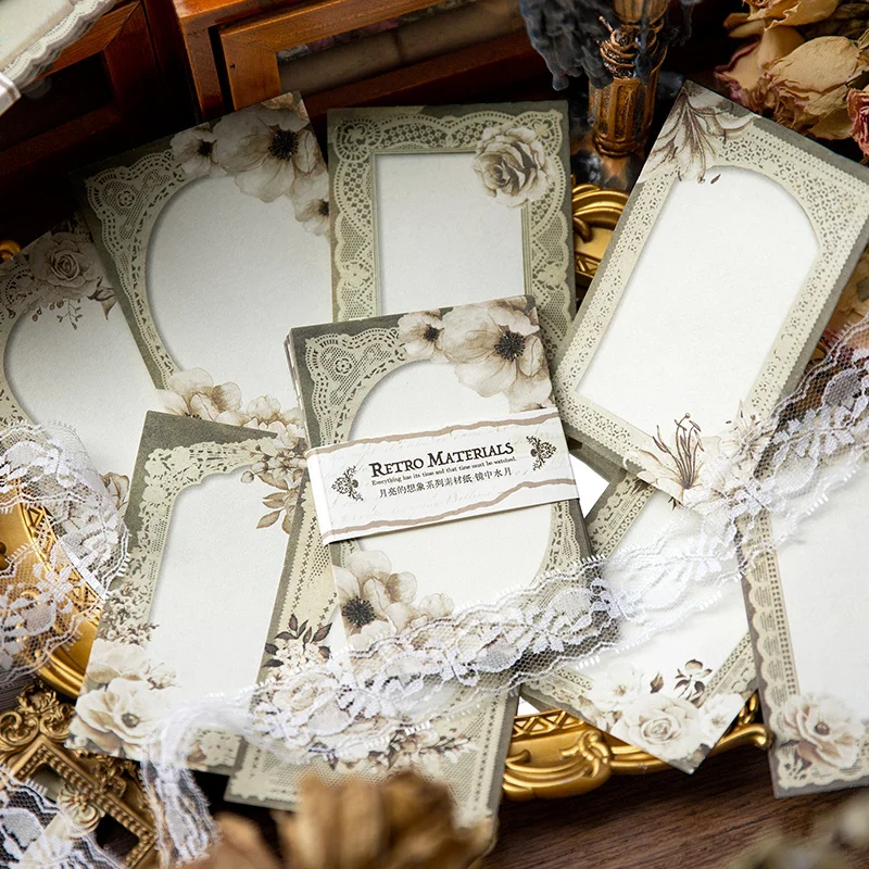 40Pcs Material Paper Moon Simple Retro Border pack Decoration Message Writing Handbooks Background Paper Scrapbook 13*9CM