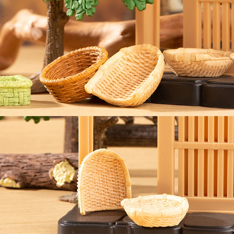 1/12 Miniature Bamboo Basket Dollhouse Fruits Vegetable Baskets Simulation Chair Dustpan Model Decoration Furniture Toys