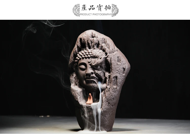 25CM large Southeast Asia Buddhism Good and evil ART HOME bless family Safe CHAN DAO Ceramic Buddha Ornament censer statue