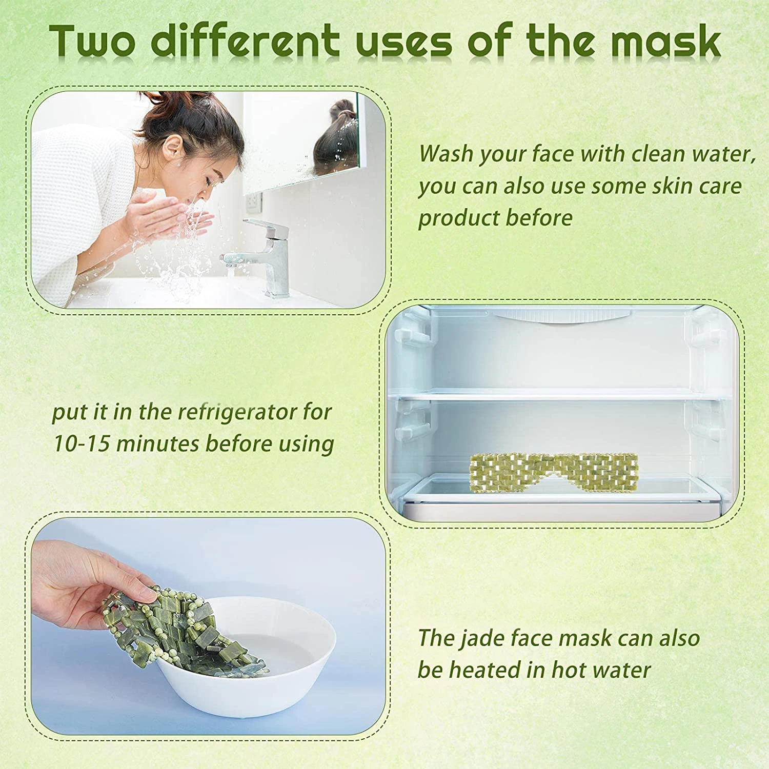 Máscara facial de jade natural, terapia de pedra quente/frio, ferramenta de massagem, casa, salão de beleza, spa, cuidados com a pele, massageador de beleza