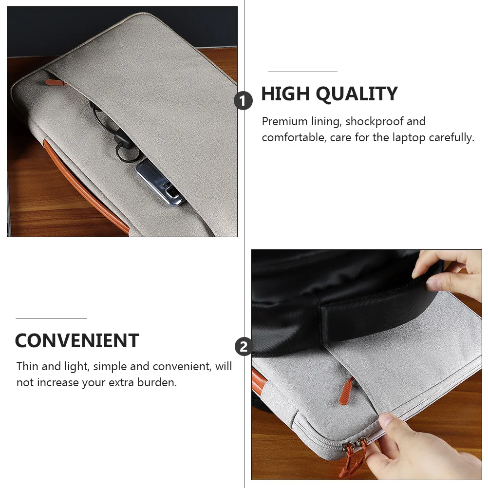 

Laptop Bag Double Zipper Lightweight Waterproof Sleeve For Office Travel Work Portable Tote Bag For 13-16 Inch