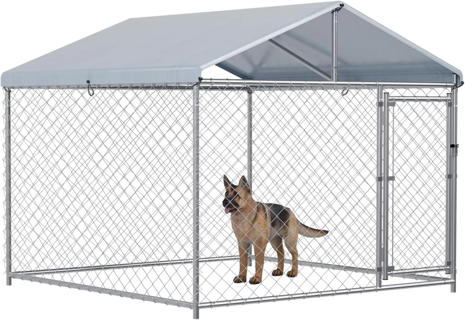 

Large Dog Kennel Outside with Waterproof Cover,Outdoor Dog Kennel with Metal Gate,Heavy Duty Outside Dog Kennel