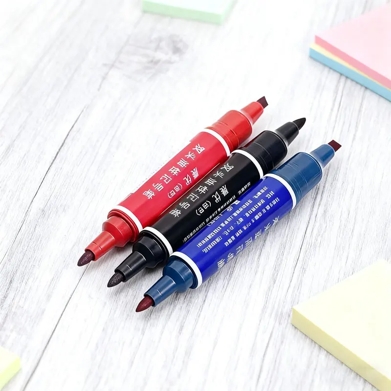 

5pcs Double Headed Permanent Markers Black Red Blue Oil Marker Pens Waterproof Quick-Drying Marker Pens for Stationery School