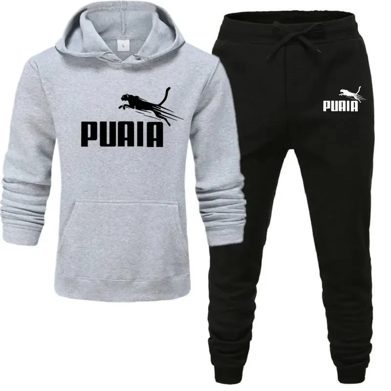 Agasalho masculino casual jogging terno ao ar livre conjunto com zíper hoodies + moletom preto 2 pçs primavera moda nova streetwear S-3XL