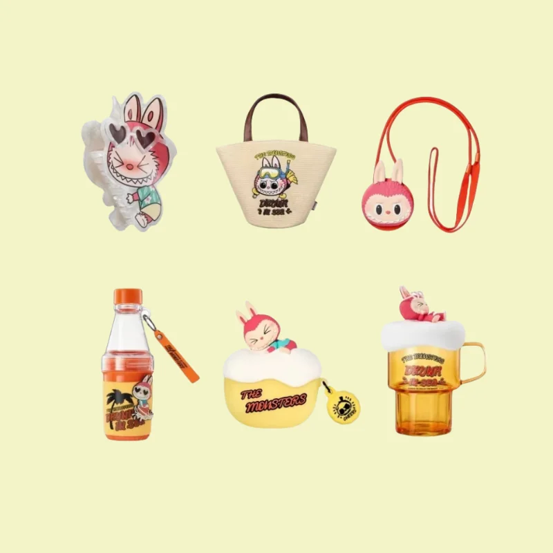 Genuine Labubu Series The Monsters Drunken Love At The Seaside Series Of Peripheral Products Airpods Pro Bag Cup Hair Clip Gifts