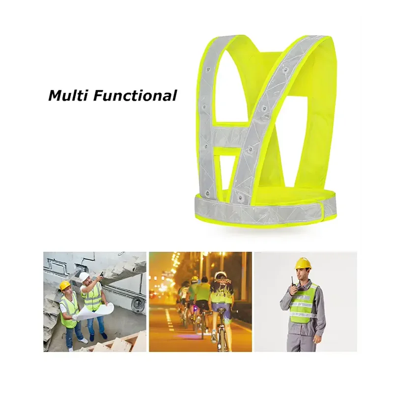 Rechargeable Battery Led PVC Reflective Safety Belt Vest Multifunction Hi Vis Construction Work Led Safety Belt