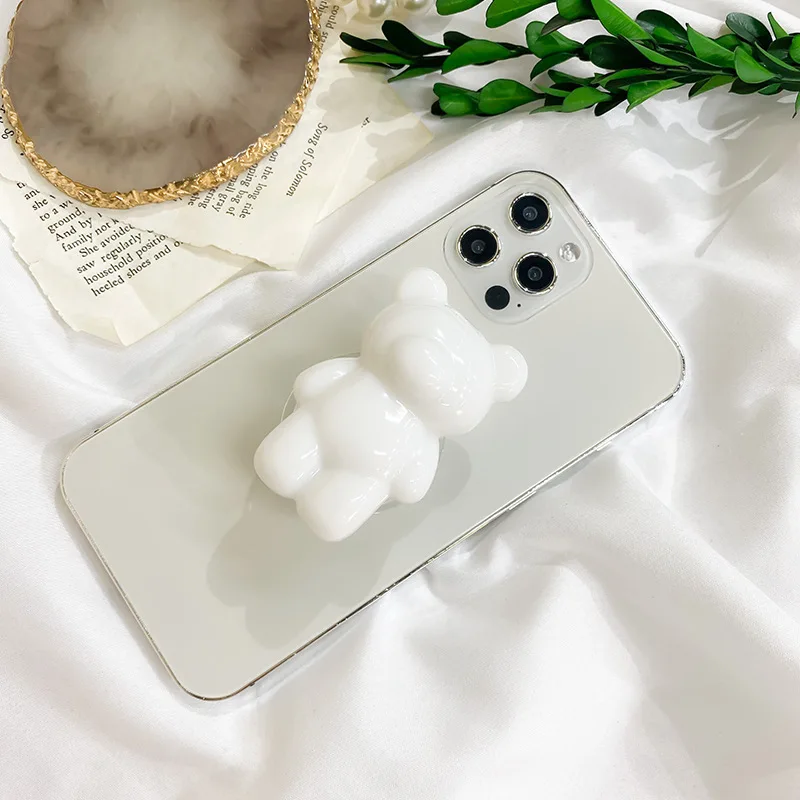 Держатель подушки безопасности, простой однотонный мобильный медведь с героями мультфильмов, портативный и компактный, с пряжкой для селфи, креативный держатель кронштейна