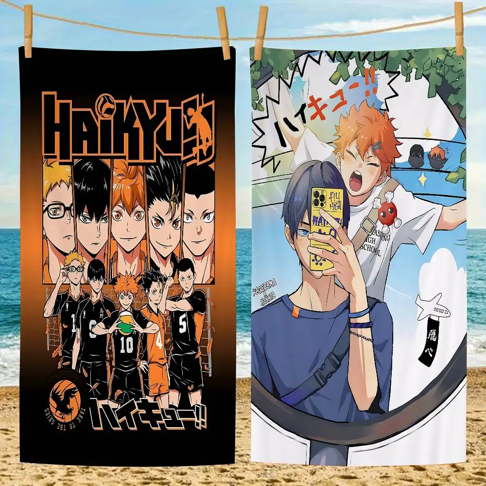 Haikyuus Anime Microfiber Printed Beach Towel Mountain Climbing Yoga Beach Swimming Running Absorbent Soft Towel
