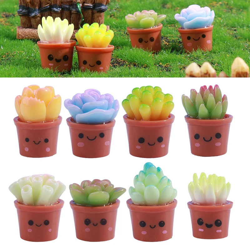 كارتون نبات عصاري بوعاء تمثال مصغر ، لطيف Kawaii زخرفة سطح المكتب الصغيرة ، إبداعي DIY ديكور المنزل ، الهدايا