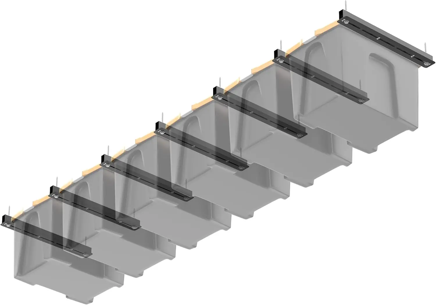 

Потолочная система хранения для гаража, сверхпрочная потолочная стеллажная система, регулируемая потолочная система хранения с контейнерами 26 дюймов, 7 комплектов для