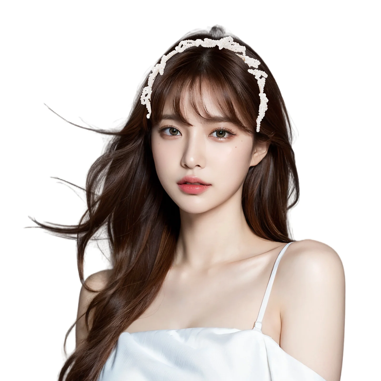 

Faux Pearl Wedding Headband Elegant Floral Beaded Bridal Princess Hairpiece Bride Hair Accessories Pearl Headband