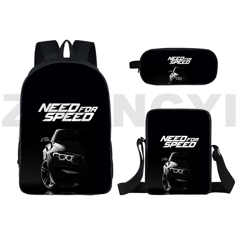 Need for Speed 3D Backpack Hot Car NFS Kids School Bags 3 Pcs/Set Racing Game Canvas Backpack Men Teens Back Pack Crossbody 2022