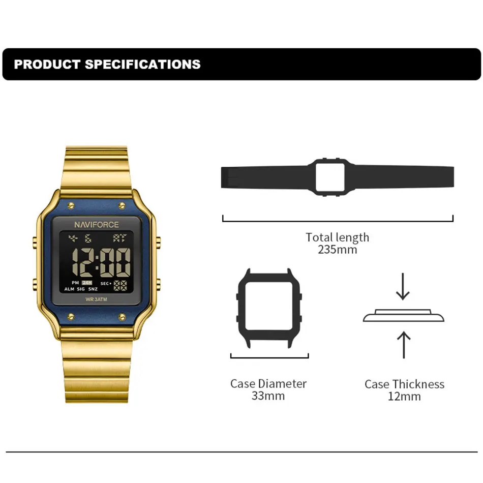 NAVIFORCE Casual Style Digital Watch Women Waterproof Fashion Top Brand Sport Watches Lady Electronic Watch Relogios Masculino