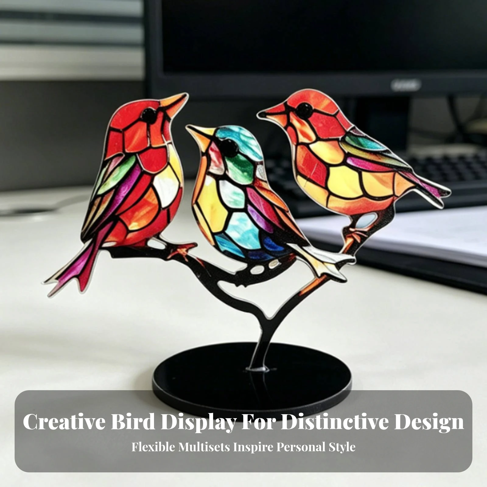 Bird on Branch Ornament Easy to Clean Acrylic Bird Ornament Hummingbird Craft Statue Smooth Surface Long Lasting