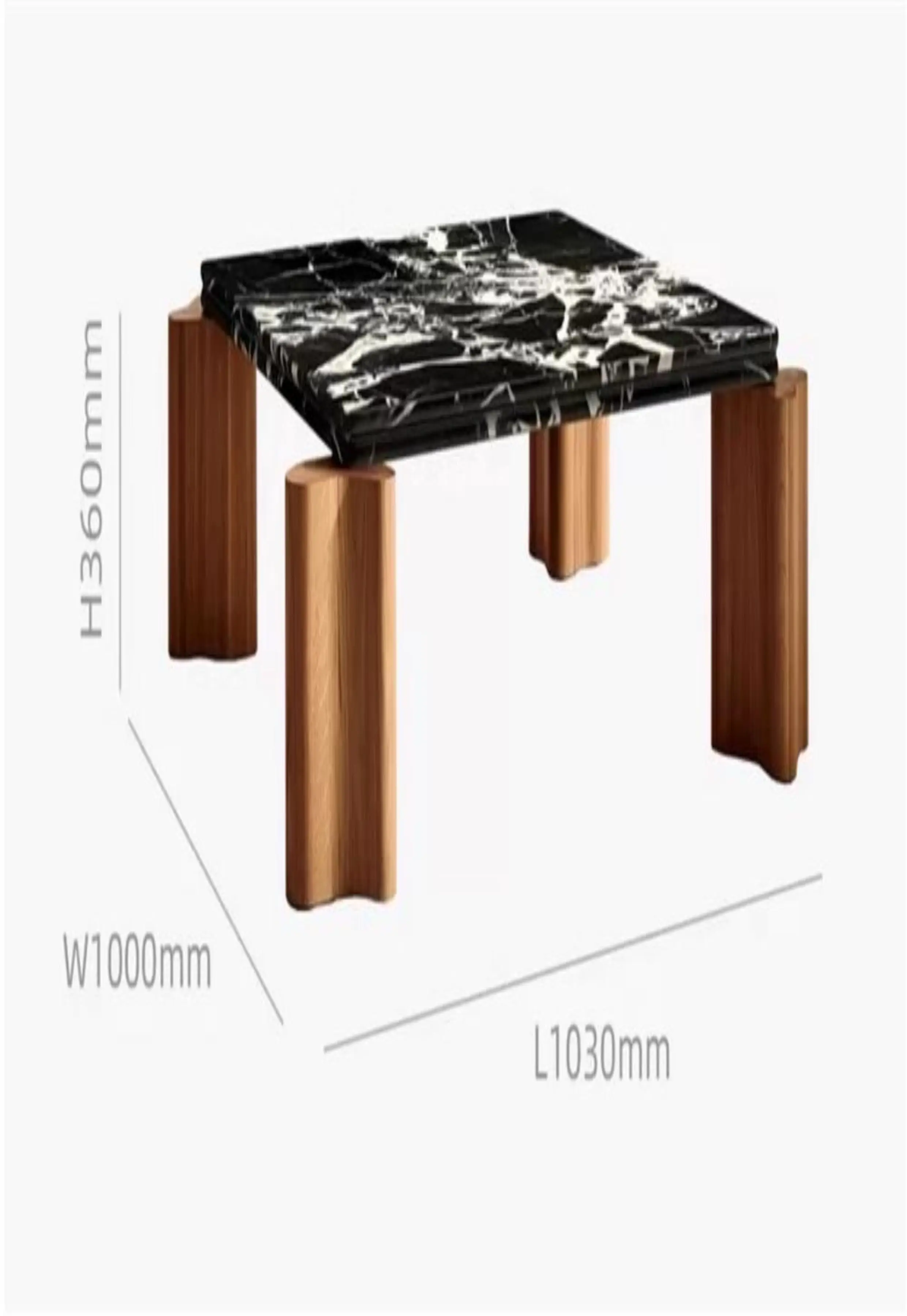 Celadon Green Marble & Solid Wood Square Table, Nordic Wabi-Sabi Minimalist Design, Heat&Scratch Resistant, Artisan, Customize