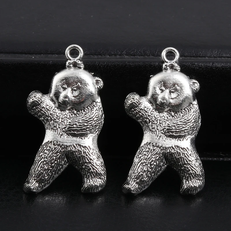 20pcs Cute Bear Alloy Charms Kung FU Animal Panda Pendants For Making DIY Jewelry Accessories Handmade Necklace Crafts