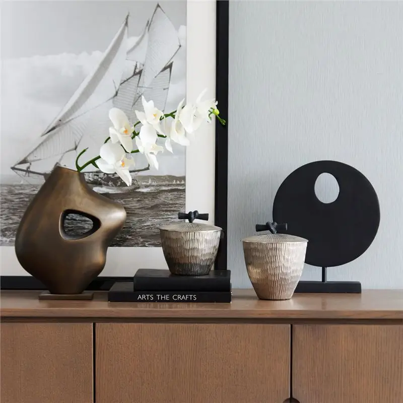 India light luxury silver line texture storage jar hollow bowl light luxury home desktop decoration box fruit plate ornament