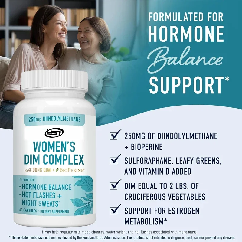 DIM60 Capsules Female Hormone Balance|Relieve Menopausal Heat and Night Sweat as an Estrogen Metabolic Supplement | Gluten Free