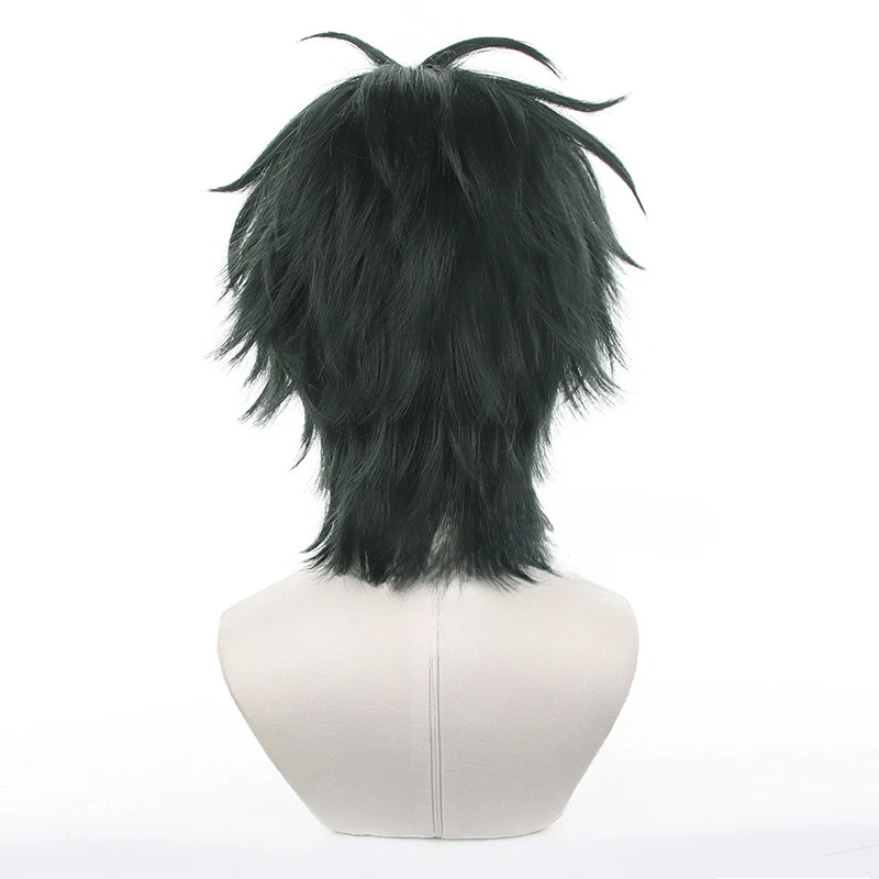 Dark Green Short Hair Heat Resistant Synthetic Halloween Party Accessories Props Game Ensemble Stars Kagehira Mika Cosplay Wig
