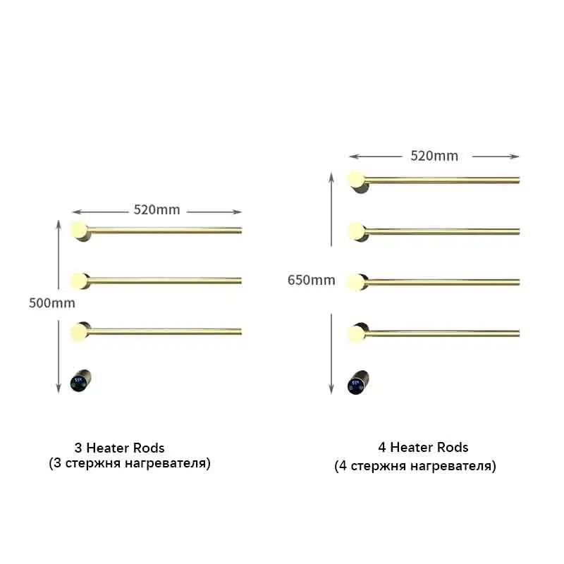 Imagem -06 - Aquecedor de Toalha Elétrico para Banheiro Instalação Oculta Aquecedor de Ouro Brilhante Touch Control Rail Cremalheira Aquecida para Uso Doméstico