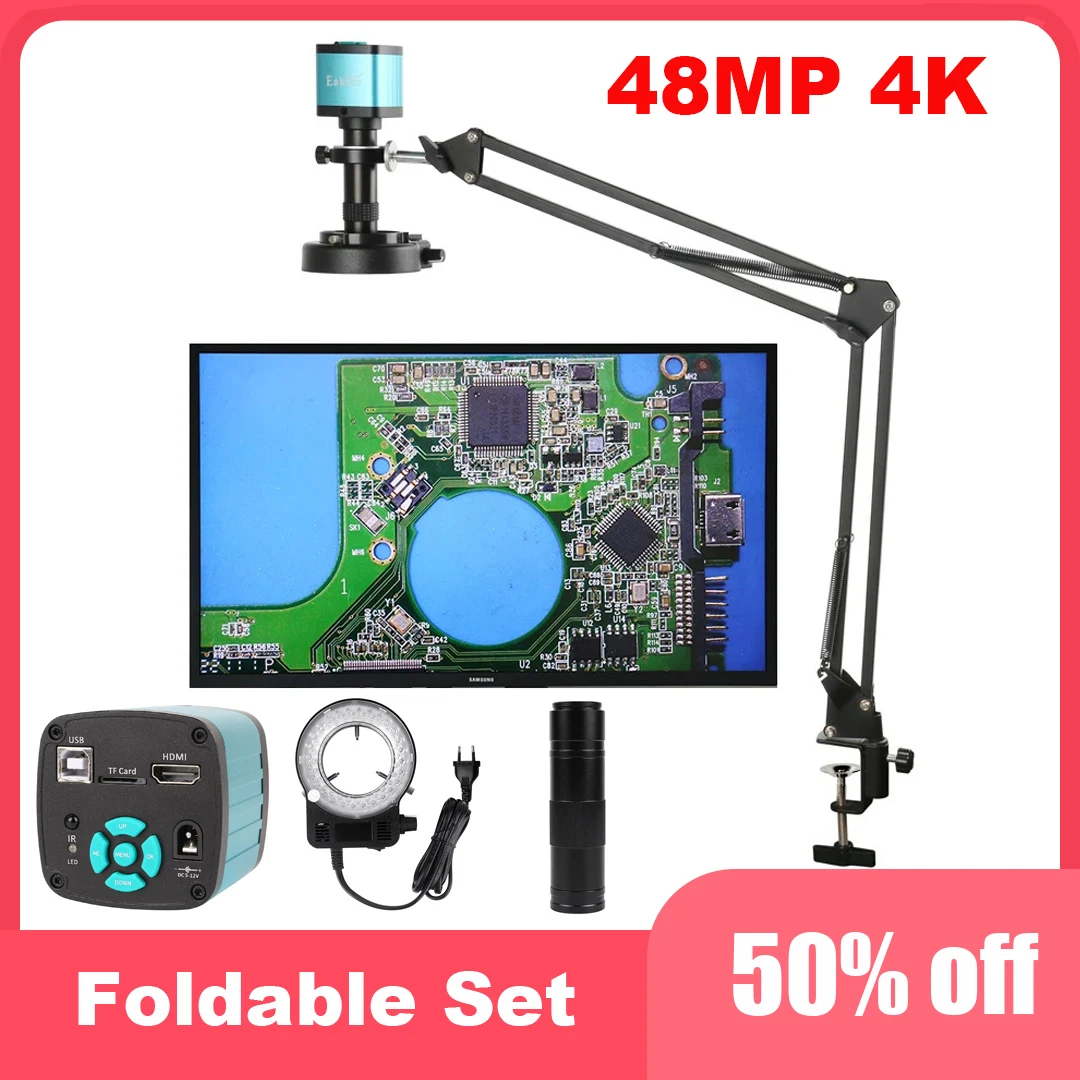 

48MP 4K 1080P HDMI USB Industrial Video Microscope Camera 150X Zoom C Mount Lens For Digital Image Acquisition 13MP VGA+HDMI DIY