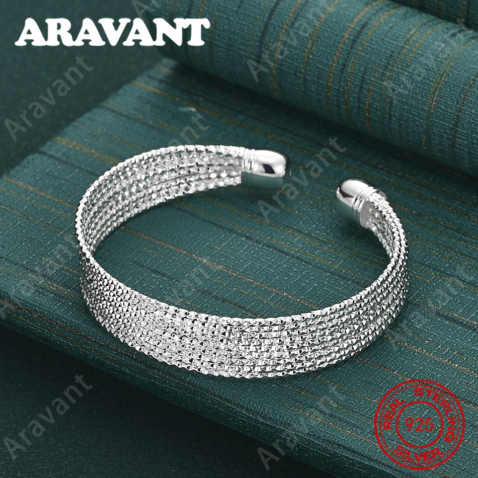925 Sterling Silver Round Open Bangle With A Fresh And Simple Design - Perfect For Women'S Engagement Jewelry