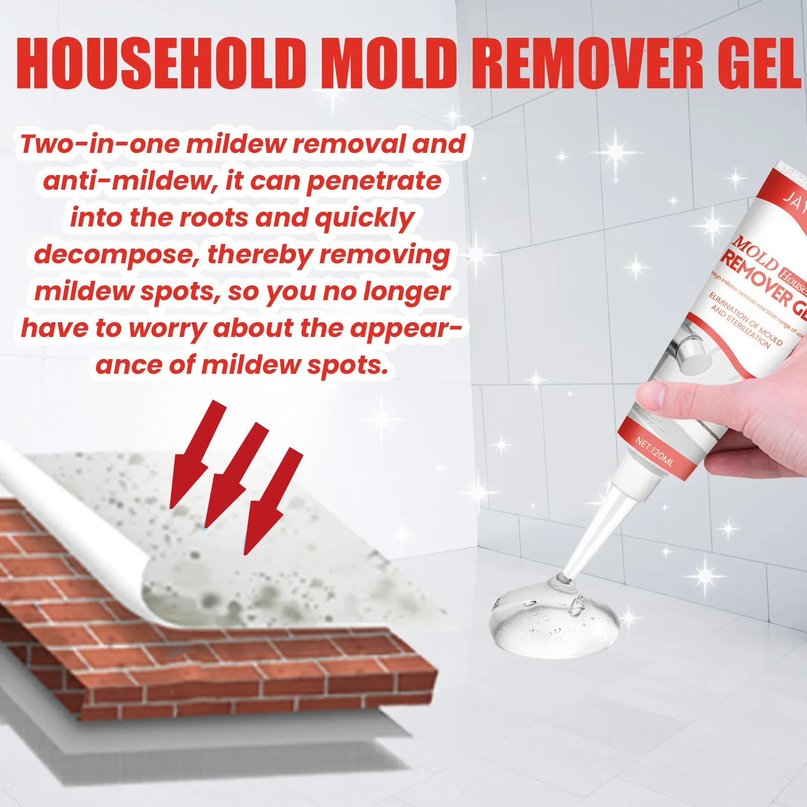 Gel para eliminar moho, limpieza de moldes para refrigerador, eliminación de moldes para el hogar, limpiador de manchas para huecos de azulejos, eliminador de moldes de pared, limpiador de moldes para el baño