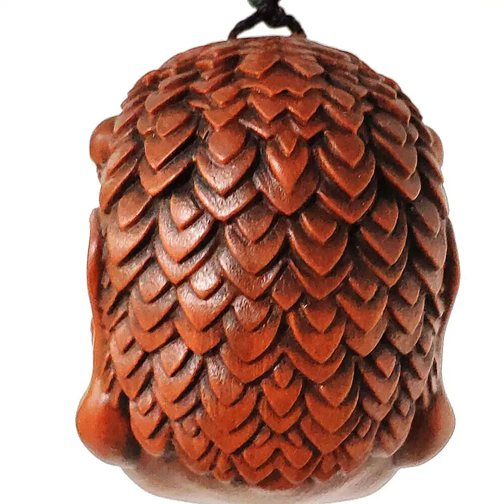 GY004 - 5x3.5x3.5 CM rzeลบba z drewna bukszpanu Netsuke : Fudo Gothic maska diabลa