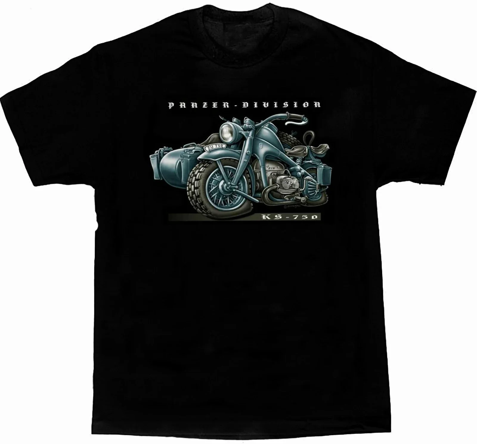 Summer Cotton Short Sleeve O-Neck Mens T Shirt New S-5xl Panzer Division Zu KS750 Motor Tricycle T-Shirt men clothing harajuku