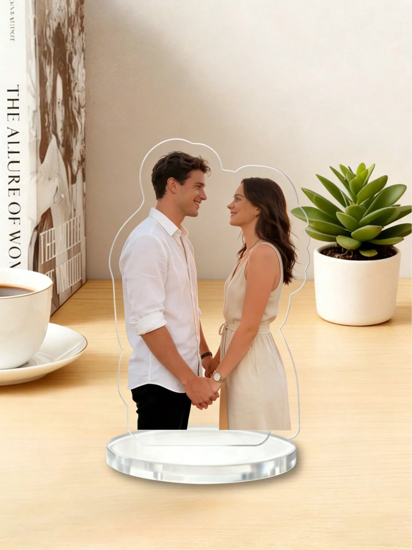 Customizable Personalized Acrylic Photo Stand with Base, Featuring Irregular Cut Photo Contour Decoration