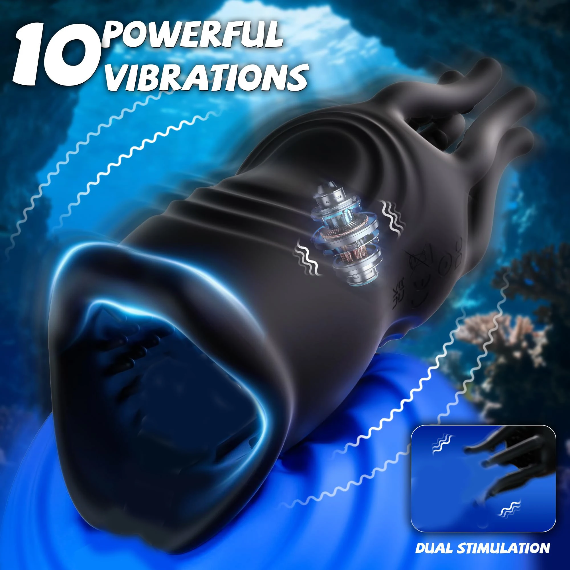 Men Penis Vibrator Male Masturbator Realistic Lips & Tentacle Stimulation Stroker 360° Blowjob Sex Machine for Penis Trainer image 2