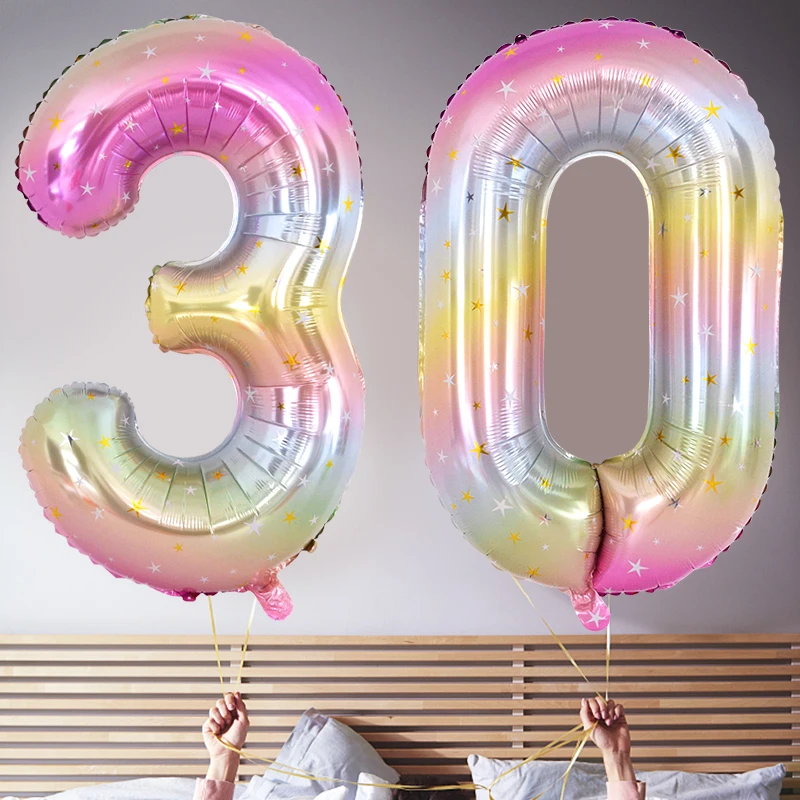 1 قطعة 40 بوصة قوس قزح اللون عدد احباط بالون 0-9 أرقام التدرج بالون رقمي الاطفال حفلة عيد ميلاد زينة بالونات الهيليوم
