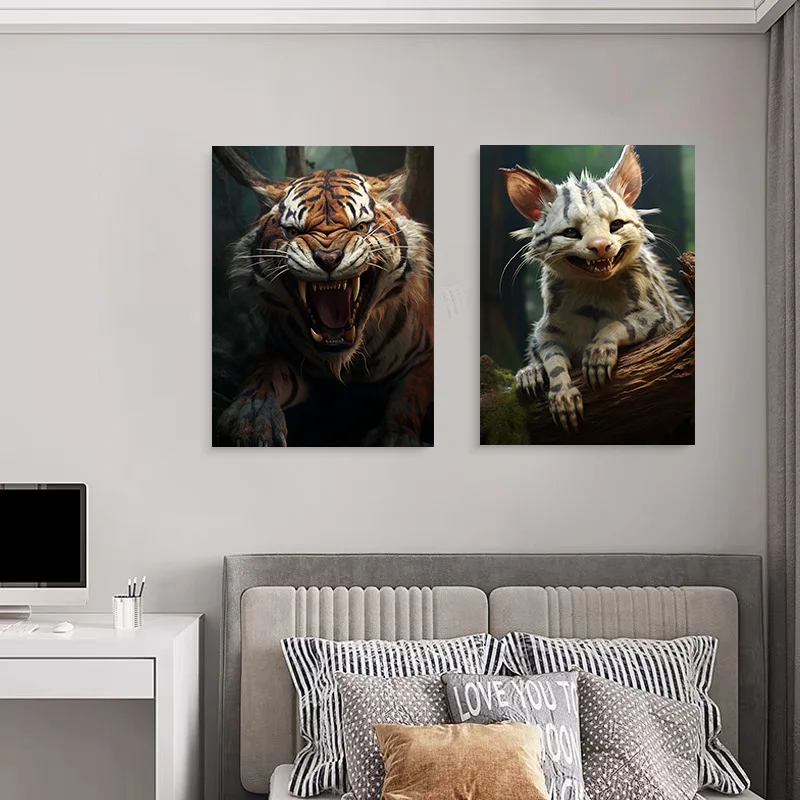 

1Pcs Canvas Wall Art Mural Animal Paintings Posters Forest Wall Decoration Painting Modern Home Decoration Smile Room Decor