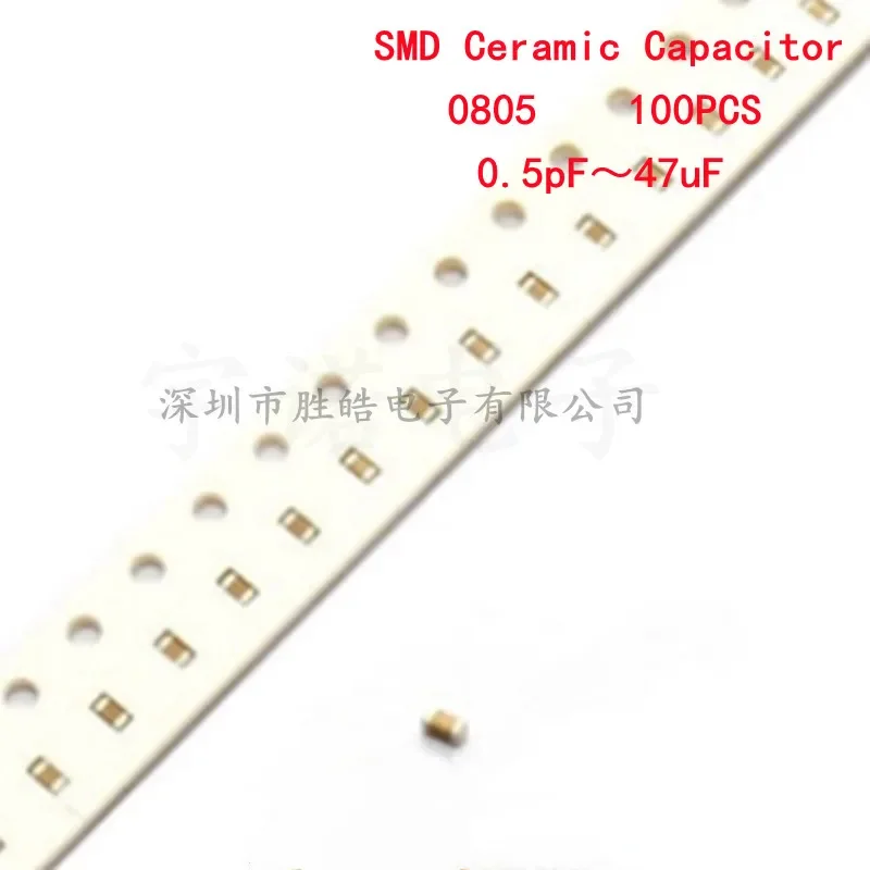 

100piece 0805 SMD Chip Multilayer Ceramic Capacitor 0.5pF - 47uF 10pF 22 100pF 1nF 10 100nF 0.1uF 1 2.2 4.7 10 22uF Good Quality