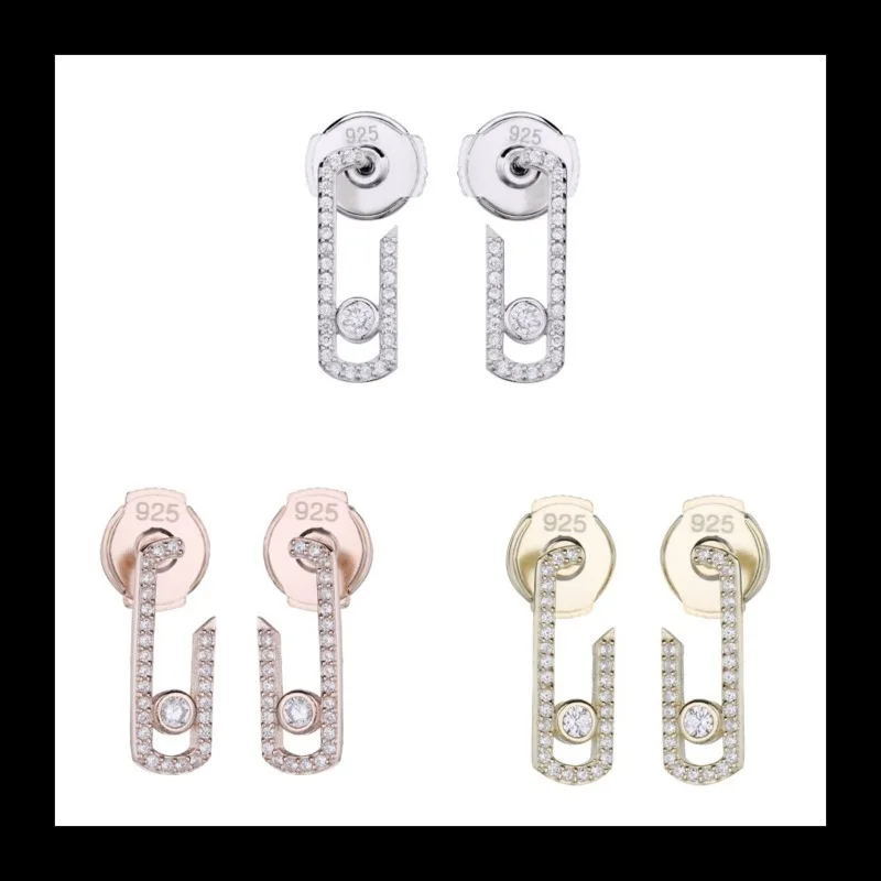 

Niche Design Geometric Pin-shaped Full Zircon Stud Earrings Fashionable Light Luxury Elegant Temperament High-end Stud E