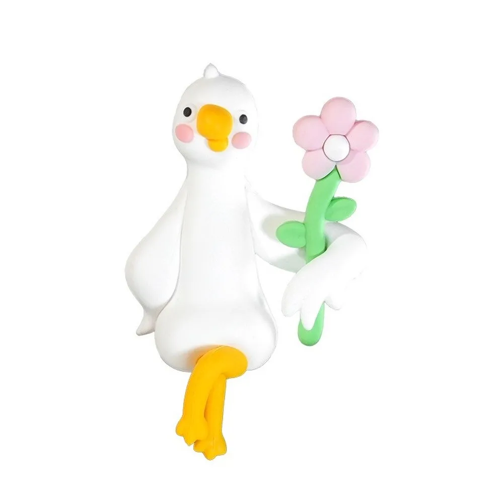 Resin goose decoration 6cm white for For Car interior desk monitor shelf home office ABS figurine with secure placement