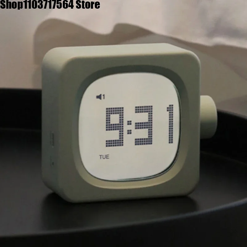 New block small alarm clock creative student clock bedroom bedside office electronic clock wake up lamp charging