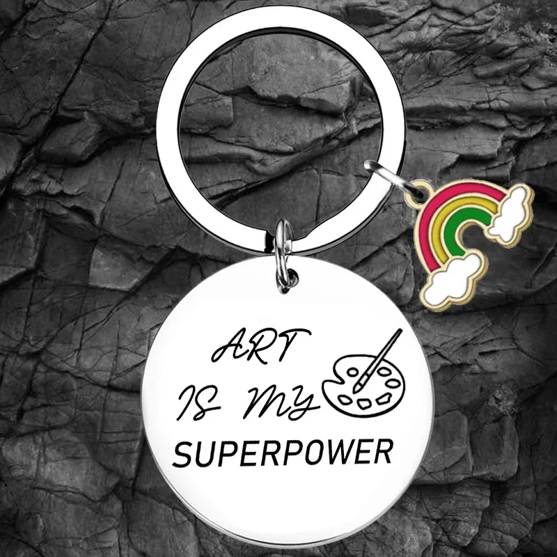 

Art Teacher Keychain Arts Student Graduation Artist Painter Gift Key Ring Art Is My Superpower Art Teacher Appreciation Gift