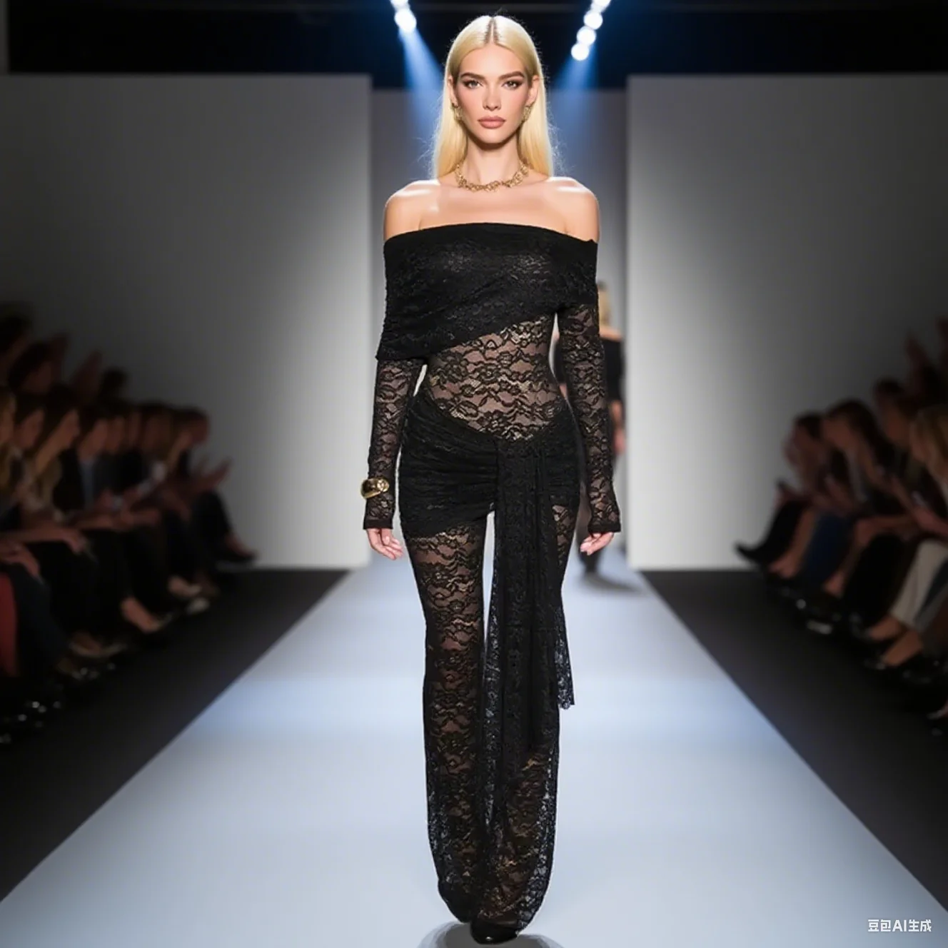 

Women's Lace Off-Shoulder Jumpsuit See through High Waist Club Party Fashion Sexy See-Through Jumpsuits
