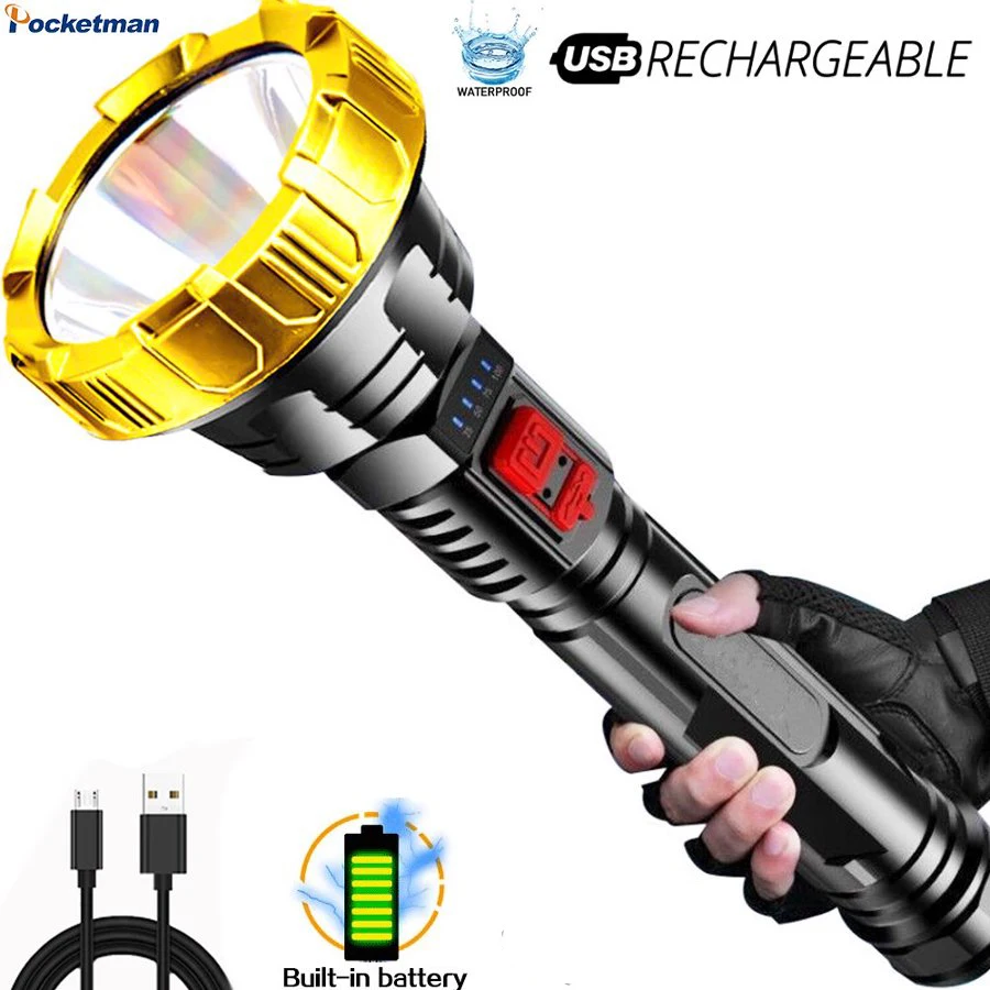 USB Rechargeable OSL LED Flashlight Super Bright Handheld Torch Light with Power Display Portable Handheld Flashlight