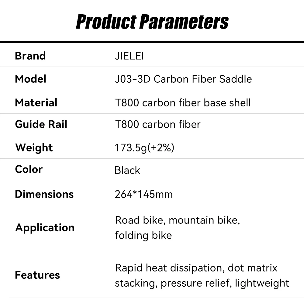3D-Gedruckter Fahrradsattel 264*145mm 173,5g Ultraleichter Carbonfaser-Hohlsattel Komfortabel Atmungsaktiv für MTB Gravel Rennrad – Detail 1