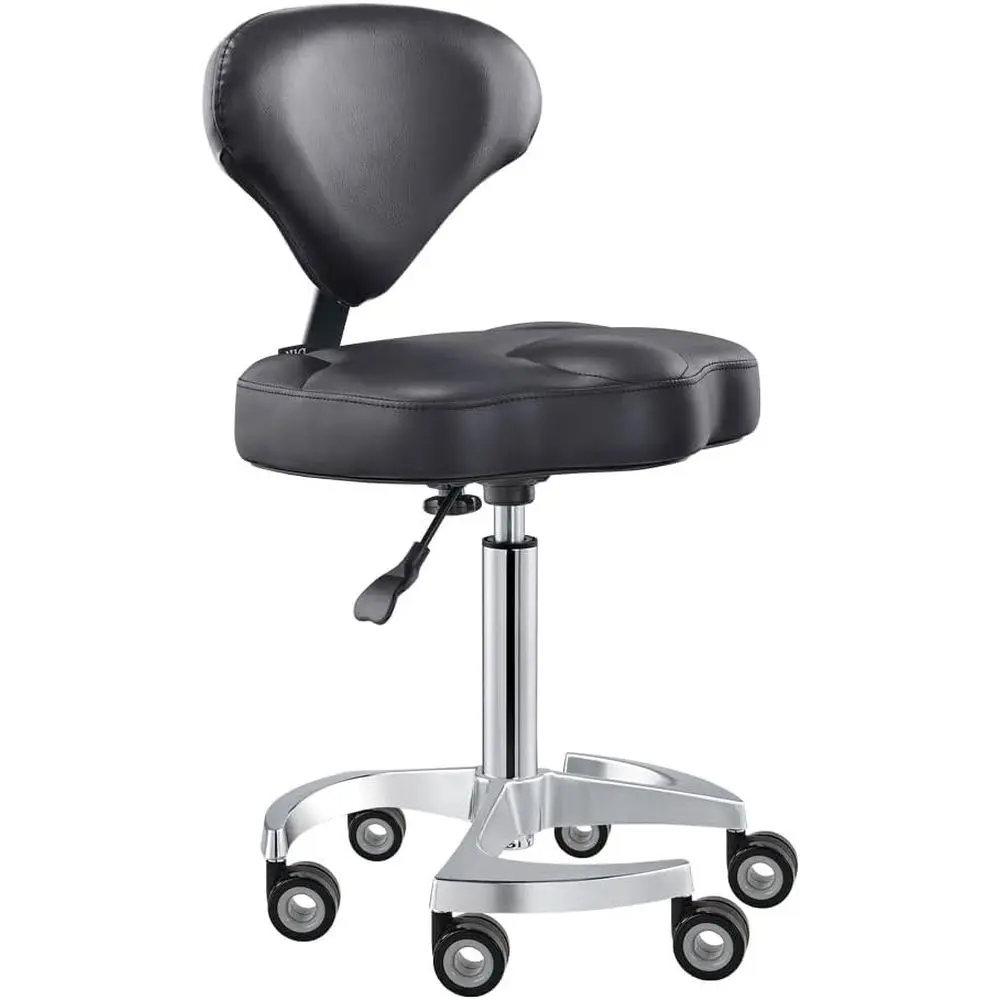 Adjustable Ergonomic Stool with Backrest for Medical, Salon, and Spa - Black