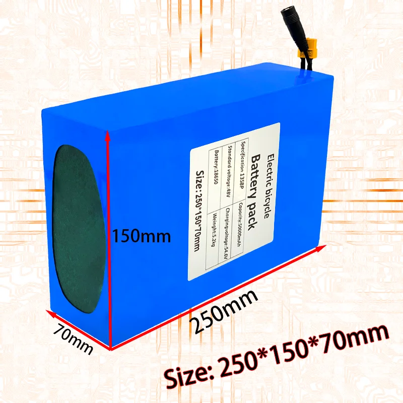 Imagem -03 - Bloco da Bateria de Lítio 13s8p 48v 50000mah 18650 13s8p 1000w Incorporado 50a Bms