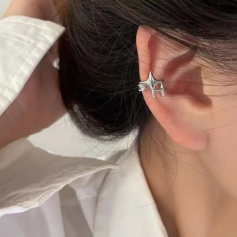 Korean Crystal Clip Earrings For Women Zircon Star Without Hole Jewelry Fake Earrings Single Ear Bone Clip Earings Ear Cuffs image 6